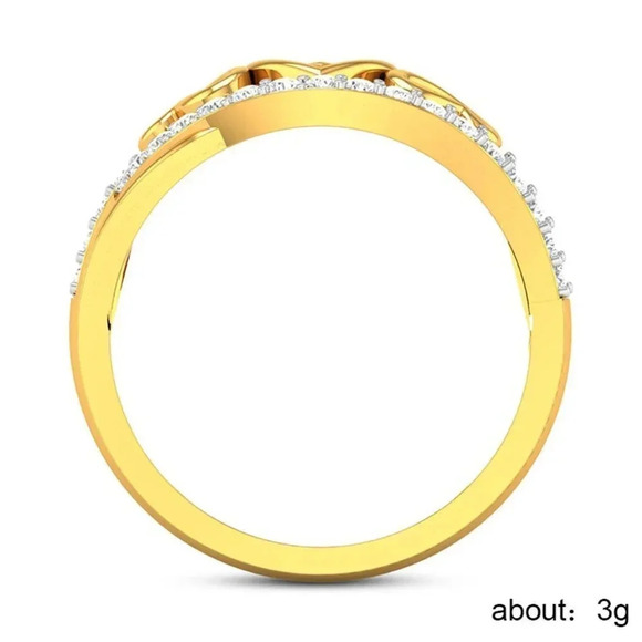 Lovely Double Layer Sweet Zircon Heart Rings for Women, EVGG1305 - Picture 5 of 7